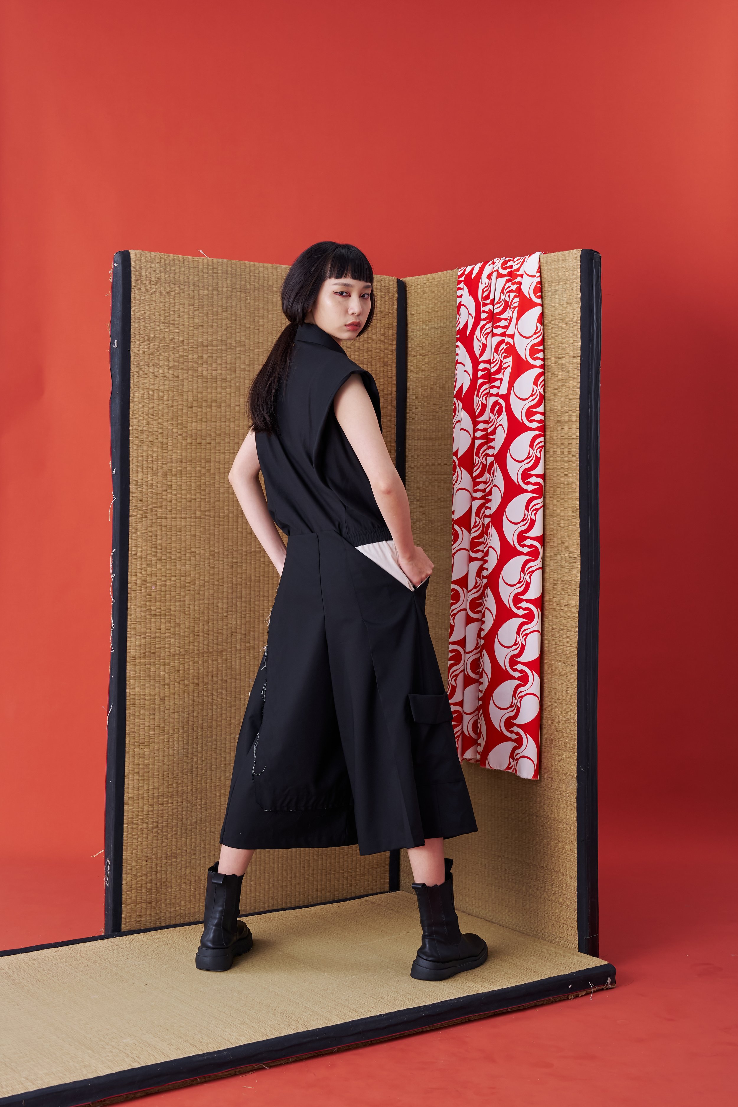 INF Deconstructed Pleated Japanese-Style Wide Shorts — INF